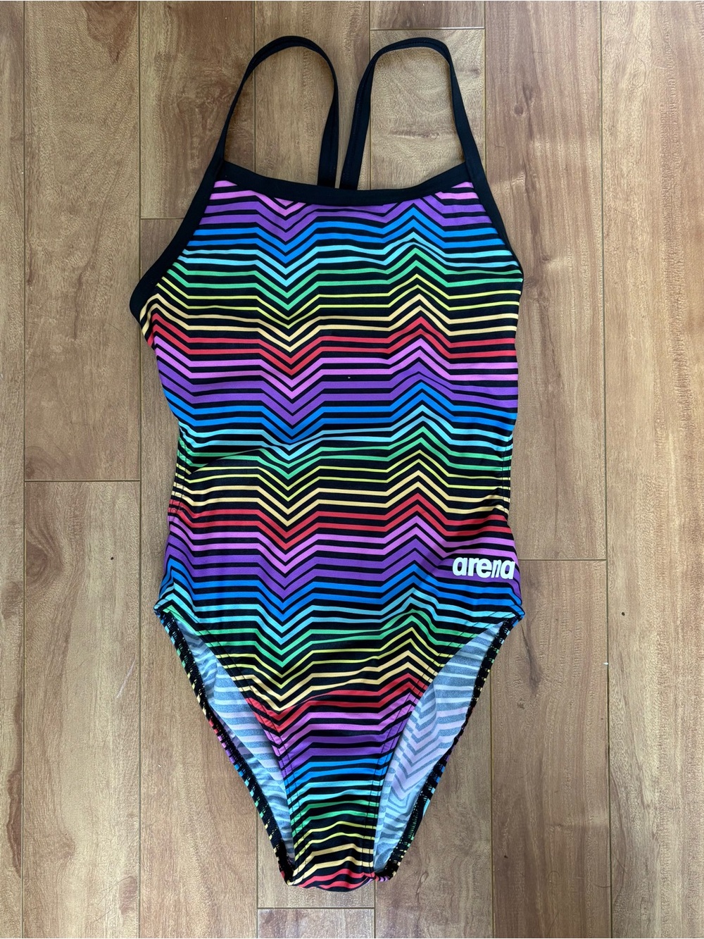 Arena Multicolor Chevron Stripe One-Piece Swimsuit - Black Trim